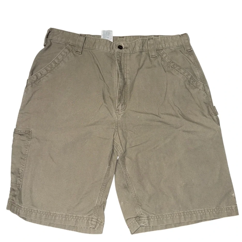 Carhartt B147 LBR Original Fit Canvas Work Shorts Khaki Green Men’s Sz 38